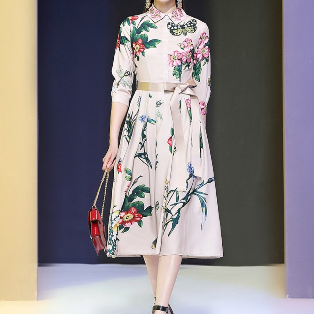 Cotton and linen wrap-waist dresses